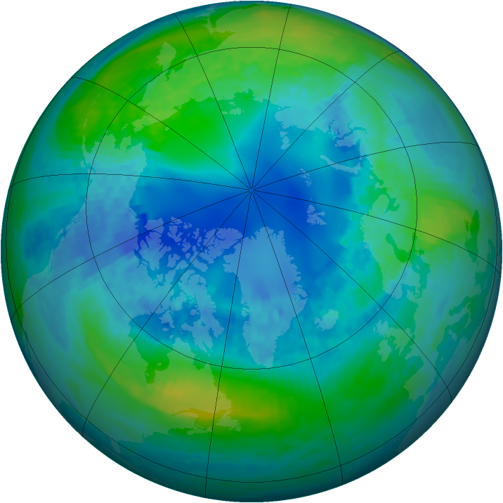 Arctic ozone map for 21 October 2002